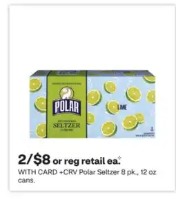 CVS Polar Seltzer 8 pk., 12 oz cans offer