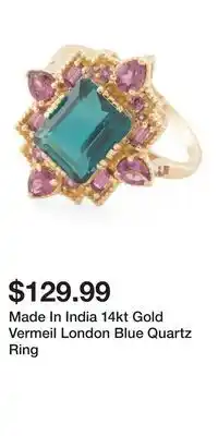 TJ Maxx Made In India 14kt Gold Vermeil London Blue Quartz Ring offer