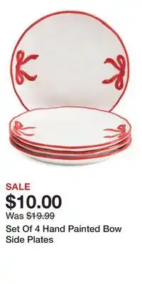 TJ Maxx Set Of 4 Hand Painted Bow Side Plates offer