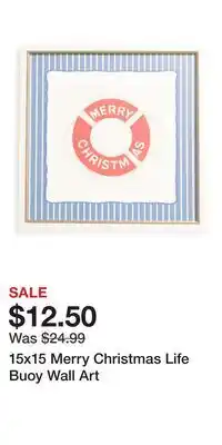 TJ Maxx 15x15 Merry Christmas Life Buoy Wall Art offer