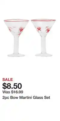 TJ Maxx 2pc Bow Martini Glass Set offer