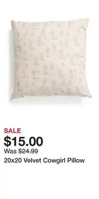 TJ Maxx 20x20 Velvet Cowgirl Pillow offer