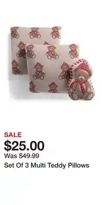 TJ Maxx Set Of 3 Multi Teddy Pillows offer