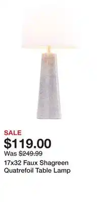 TJ Maxx 17x32 Faux Shagreen Quatrefoil Table Lamp offer