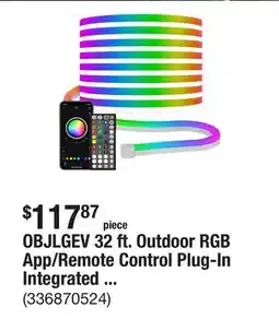 The Home Depot OBJLGEV 32 ft. Outdoor RGB App/Remote Control Plug-In Integrated LED Rope light 1-Pack offer