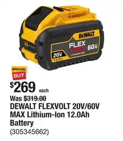The Home Depot DEWALT FLEXVOLT 20V/60V MAX Lithium-Ion 12.0Ah Battery offer