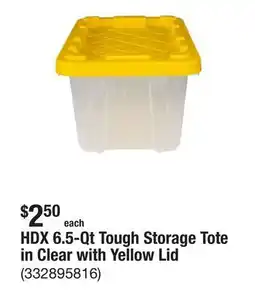 The Home Depot HDX 6.5-Qt Tough Storage Tote in Clear with Yellow Lid offer
