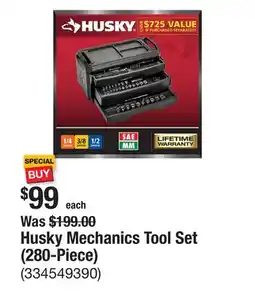 The Home Depot Husky Mechanics Tool Set (280-Piece) offer