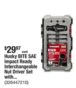 The Home Depot Husky BITE SAE Impact Ready Interchangeable Nut Driver Set with Cushion-Grip Handle (10-Piece) offer