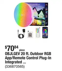The Home Depot OBJLGEV 20 ft. Outdoor RGB App/Remote Control Plug-In Integrated LED Rope Light (1-Pack) offer