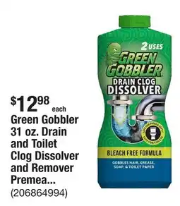 The Home Depot Green Gobbler 31 oz. Drain and Toilet Clog Dissolver and Remover Premeasured Applications offer