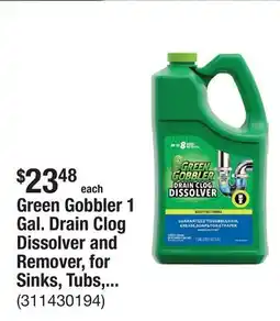 The Home Depot Green Gobbler 1 Gal. Drain Clog Dissolver and Remover, for Sinks, Tubs, Toilets and Showers offer