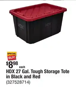 The Home Depot HDX 27 Gal. Tough Storage Tote in Black and Red offer