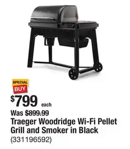 The Home Depot Traeger Woodridge Wi-Fi Pellet Grill and Smoker in Black offer