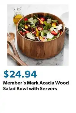 Sam's Club Member's Mark Acacia Wood Salad Bowl with Servers offer