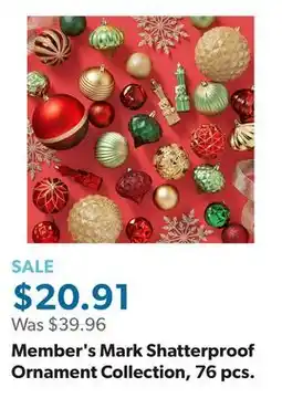 Sam's Club Member's Mark Shatterproof Ornament Collection, 76 pcs offer