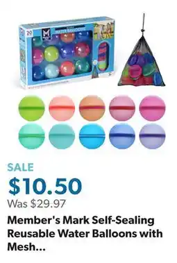 Sam's Club Member's Mark Self-Sealing Reusable Water Balloons with Mesh Storage Bag, 20 pc offer