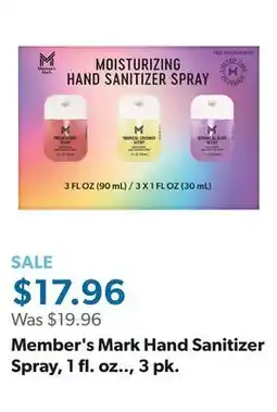 Sam's Club Member's Mark Hand Sanitizer Spray, 1 fl. oz.., 3 pk offer