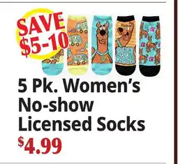Ocean State Job Lot 5 Pk. Women's No-show Licensed Socks offer
