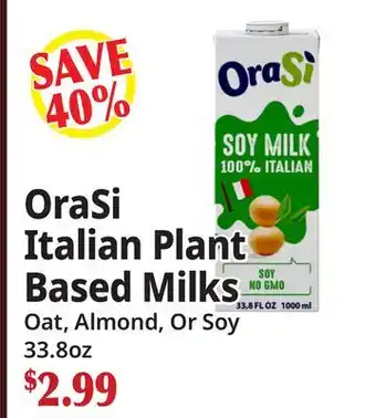 Ocean State Job Lot OraSi Italian Plant Based Milks offer