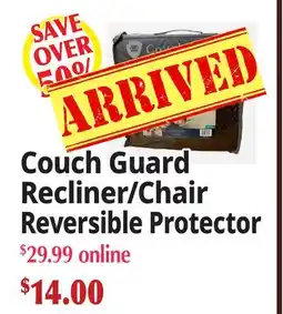 Ocean State Job Lot Couch Guard Recliner/Chair Reversible Protector offer