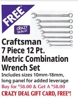 Ocean State Job Lot Craftsman 7 Piece 12 Pt. Metric Combination Wrench Set offer