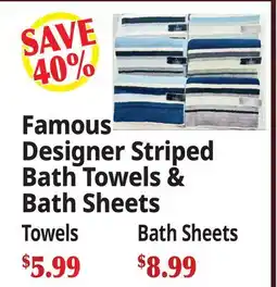 Ocean State Job Lot Famous Designer Striped Bath Towels & Bath Sheets offer