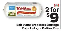 Weis Markets Bob Evans Breakfast Sausage Rolls, Links, or Patties offer