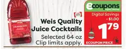 Weis Markets Weis Quality Juice Cocktails offer