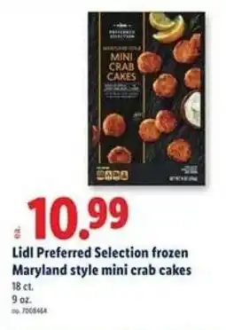 Lidl Lidl Preferred Selection frozen Maryland style mini crab cakes offer