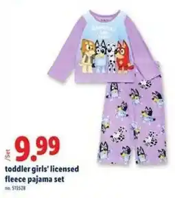 Lidl Toddler girls' licensed fleece pajama set offer