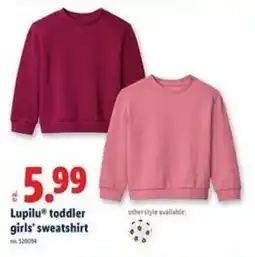 Lidl Lupilu toddler girls' sweatshirt offer
