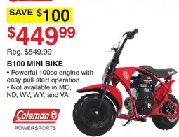 Dunham's Sports COLEMAN B100 MINI BIKE offer