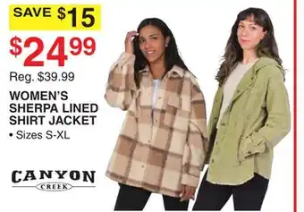 Dunham's Sports CANYON CREEK WOMEN'S SHERPA LINED SHIRT JACKET offer