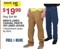 Dunham's Sports FULL BLUE MEN'S LINED CASUAL PANTS OR LINED JEANS offer