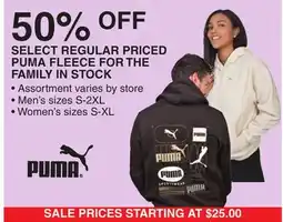 Dunham's Sports PUMA FLEECE FOR THE FAMILY IN STOCK offer
