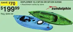 Dunham's Sports SUNDOLPHIN EXPLORER 10.4 SIT-IN OR SIT-ON KAYAK offer