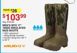 Dunham's Sports MUDDY MEN'S MTX 17 1600G INSULATED MUD BOOTS offer