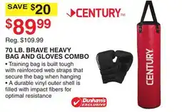 Dunham's Sports 70 LB. BRAVE HEAVY BAG AND GLOVES offer