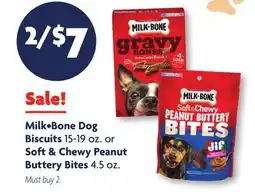 Family Dollar Milk•Bone Dog Biscuits 15-19 oz. or Soft & Chewy Peanut Buttery Bites 4.5 oz offer