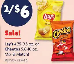 Family Dollar Lay's 4.75-9.5 oz. or Cheetos 5.6-10 oz offer