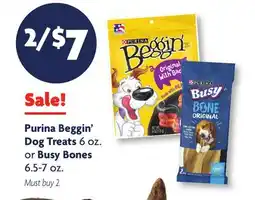 Family Dollar Purina Beggin' Dog Treats 6 oz. or Busy Bones 6.5-7 oz offer