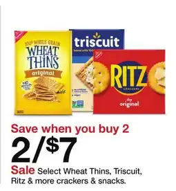 Target Select Wheat Thins, Triscuit, Ritz & more crackers & snacks offer