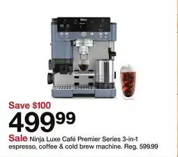 Target Ninja Luxe Café Premier Series 3-in-1 espresso, coffee & cold brew machine offer