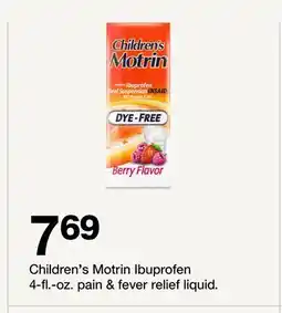 Target Children's Motrin Ibuprofen 4-fl.-oz. pain & fever relief liquid offer