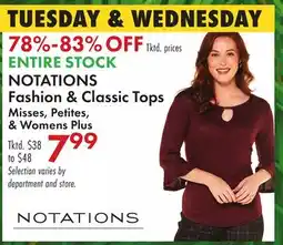 Boscov's NOTATIONS Fashion & Classic Tops offer