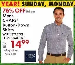 Boscov's Mens CHAPS Button-Down STRETCH FOR COMFORT offer