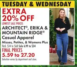 Boscov's ARCHITECT , ERIKA & MOUNTAIN RIDGE Casual Apparel offer