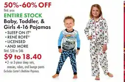 Boscov's Baby, Toddler, & Girls 4-16 Pajamas offer
