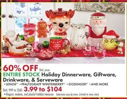 Boscov's Holiday Dinnerware, Giftware, Drinkware, & Serveware offer